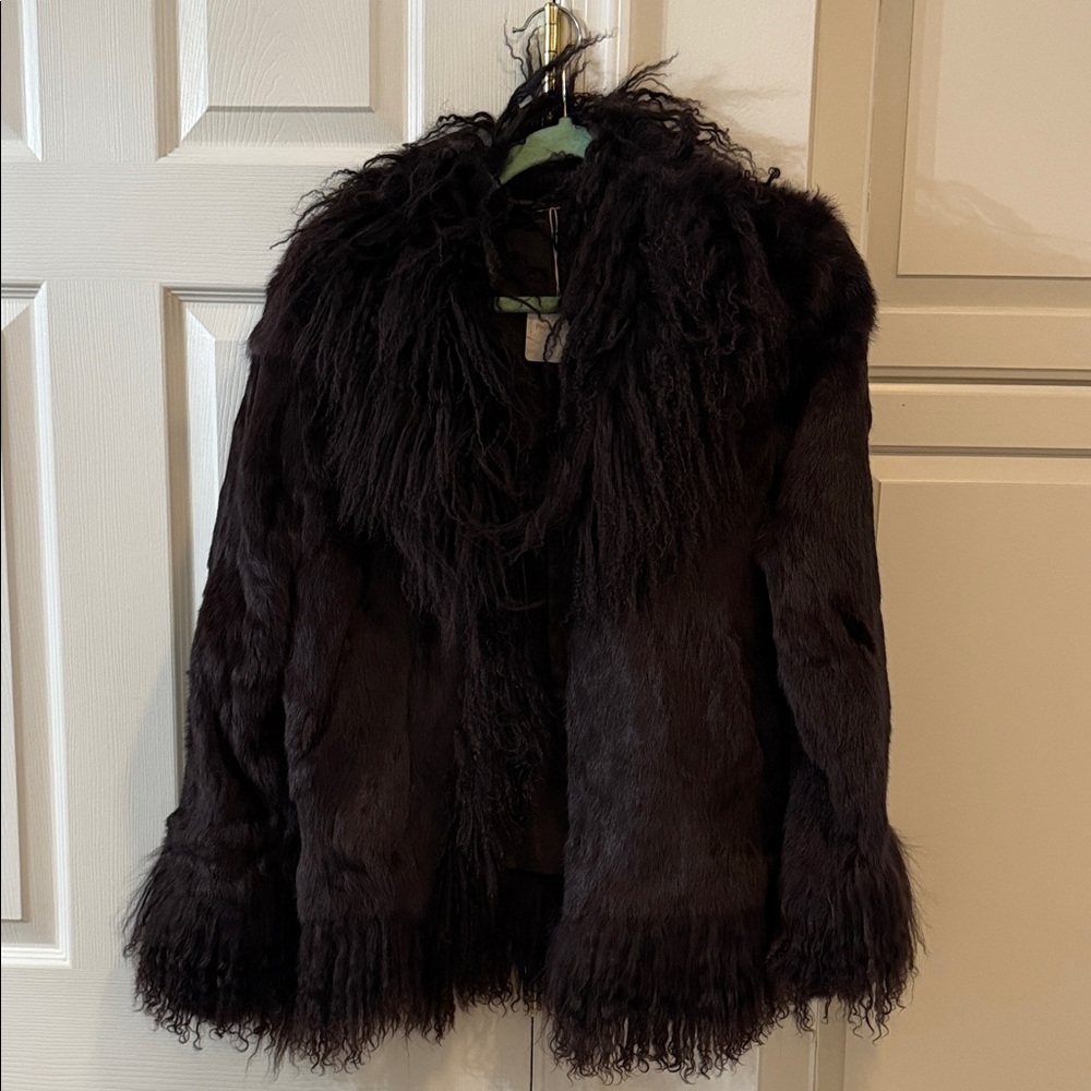 Luxurious brown rabbit and Mongolian Fur Jacket